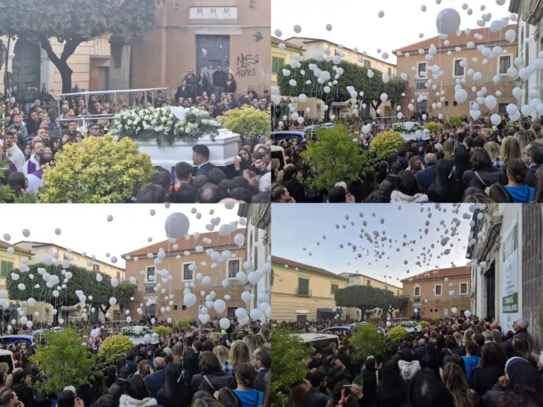 Palloncini bianchi e lacrime, città si ferma per ultimo saluto a Federica