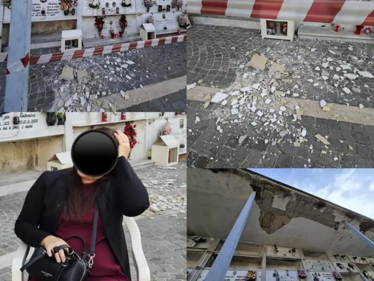 Si reca al cimitero e le cadono calcinacci addosso: donna in ospedale