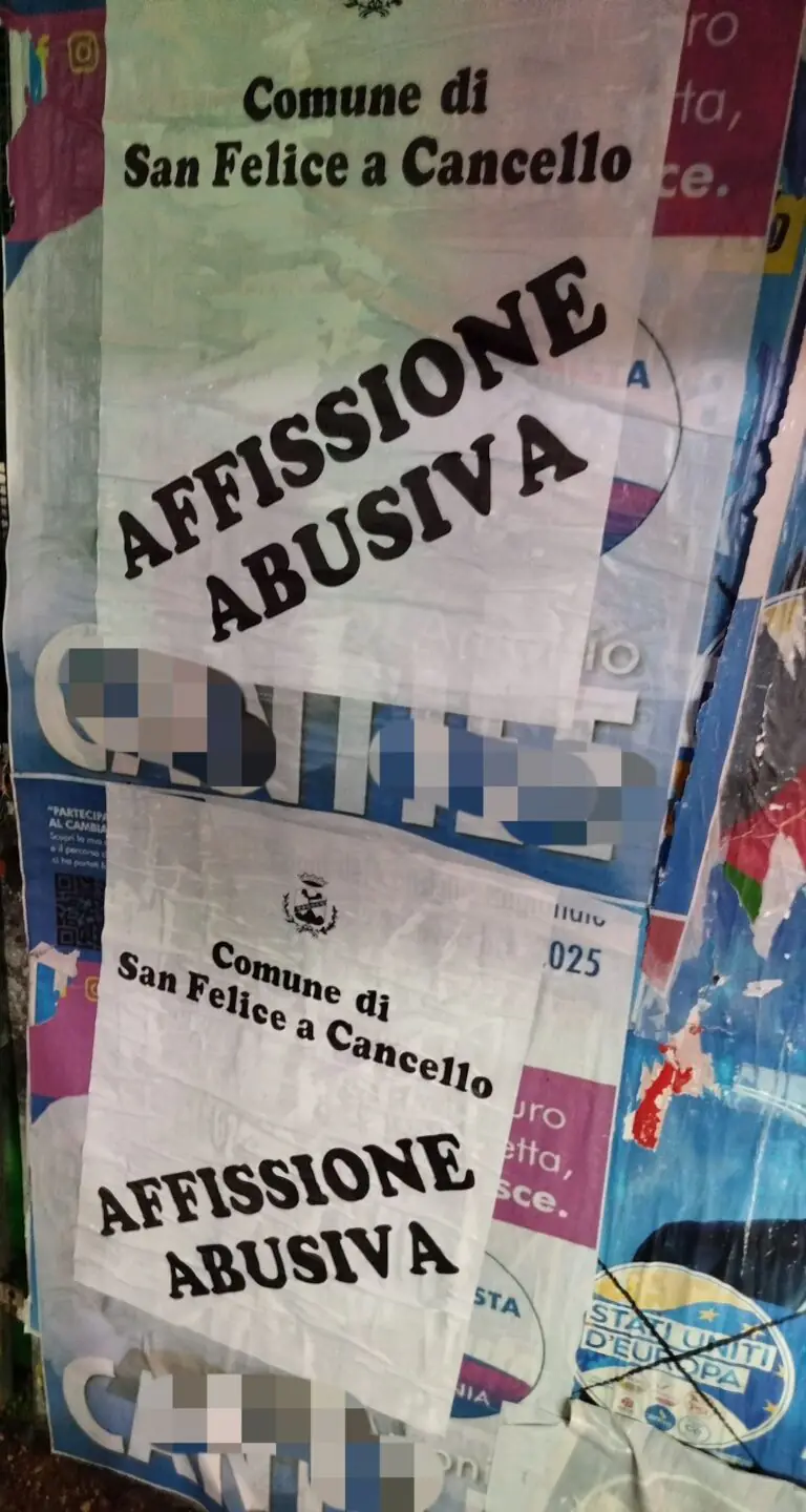 Regionali: manifesti elettorali abusivi, i vigili li coprono in tutto il territorio