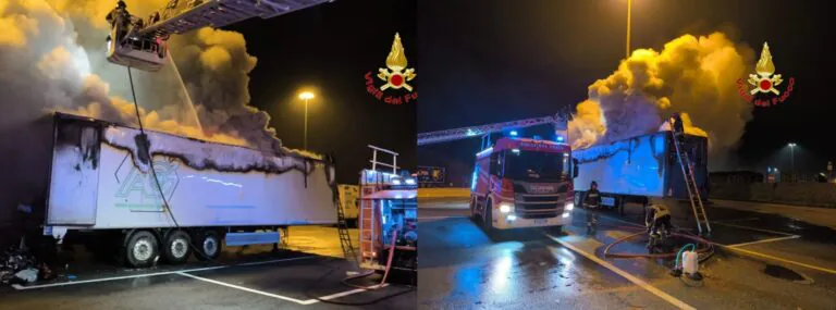 Tir in fiamme nell’area di servizio: choc sull’A1
