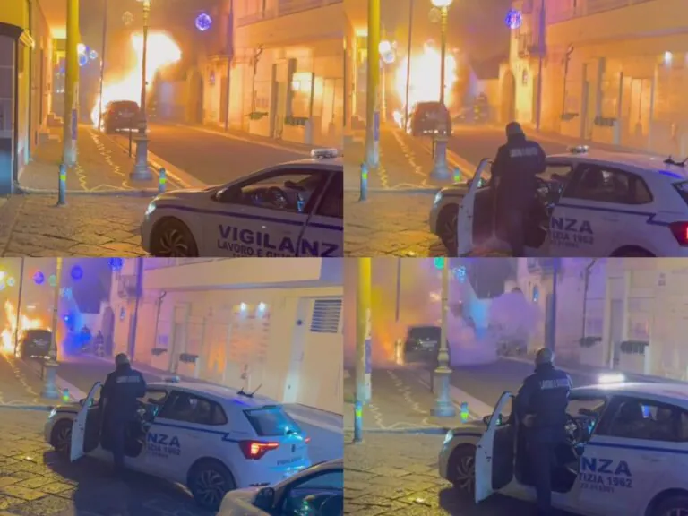 Due auto a fuoco all’improvviso: paura in strada