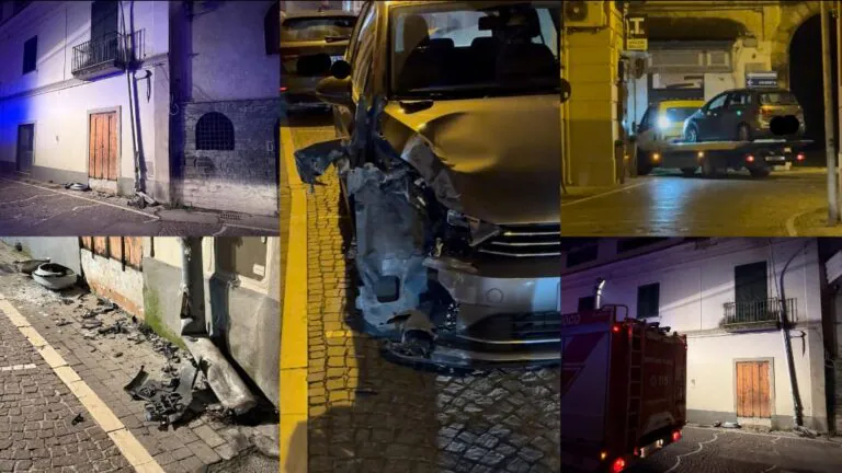 Botto nella notte, suv in versione rally abbatte palo della ‘pubblica’