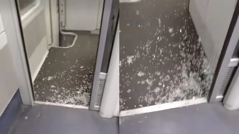 Paura sul treno: perde il controllo e spacca il vetro della porta a pugni