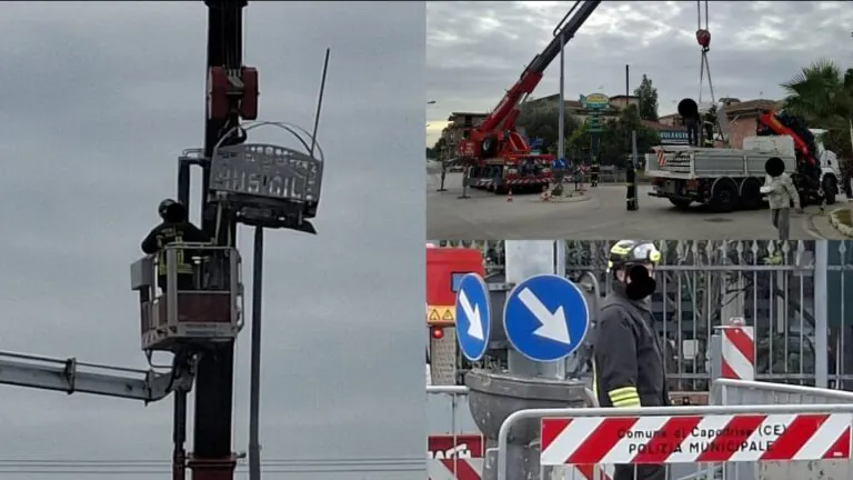 Auto si schianta contro palo della rotonda, pompieri al lavoro nella frazione