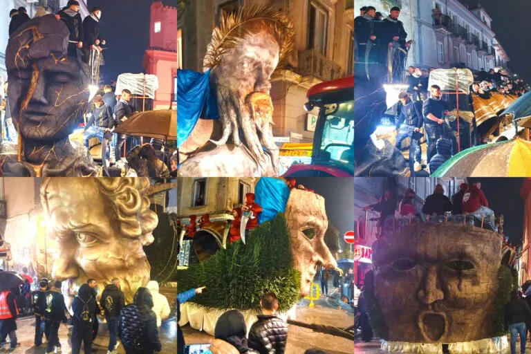 Stasera l’esibizione più attesa dei 16 carri di Sant’Antuono nella maxi piazza su via Diaz