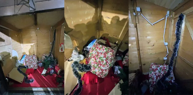 Vandali ancora in azione: devastata la casetta di Babbo Natale, distrutti gli arredi