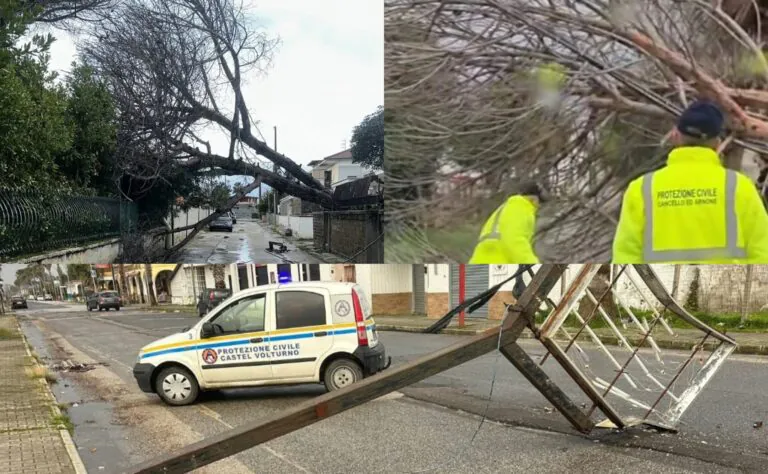 Casertano flagellato dal maltempo: pali e alberi crollati