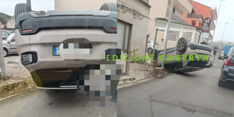 Auto si ribalta al confine tra 2 comuni, paura per il conducente