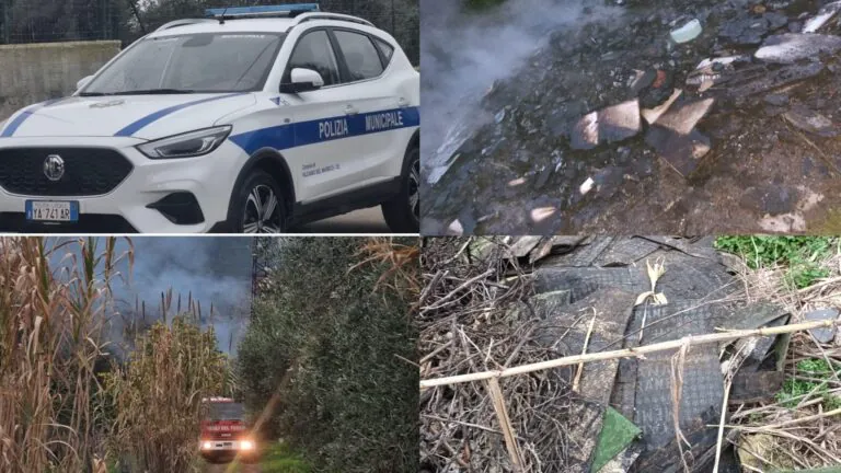 Rifiuti tossici a fuoco in campagna, intervengono pompieri e Polizia Municipale