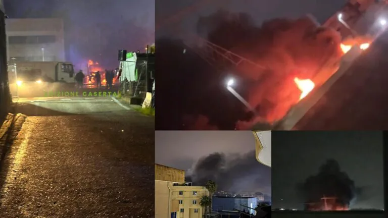 Inferno di fuoco tra 2 comuni, incendiati i camion dei rifiuti