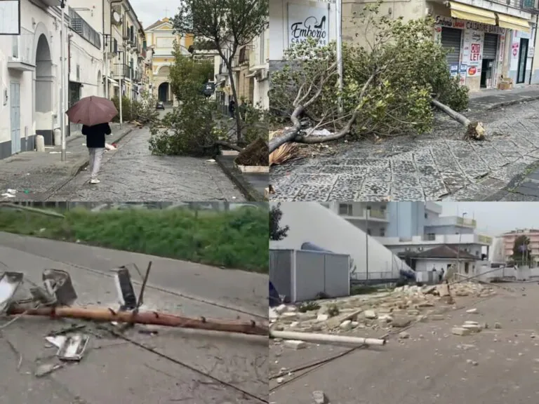 Tromba d’aria si abbatte sulla città, pali della luce e alberi sradicati
