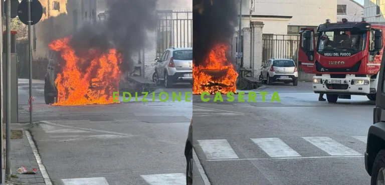 Auto in fiamme all’improvviso: paura in strada