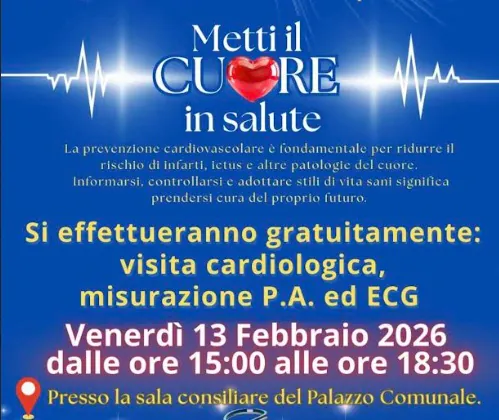 Metti il cuore in salute, venerdì l’iniziativa per la prevenzione cardiaca