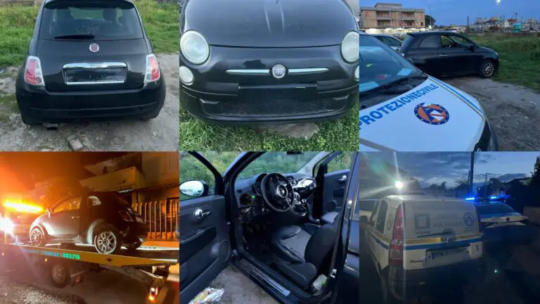 Rubano auto e l’abbandonano, Protezione Civile e forze dell’ordine sul posto