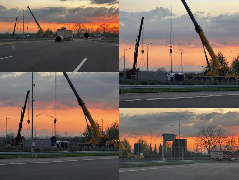 Tir si ribalta lungo lo svincolo autostradale da poco inaugurato