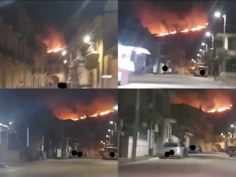 Vasto incendio sulle pendici del monte