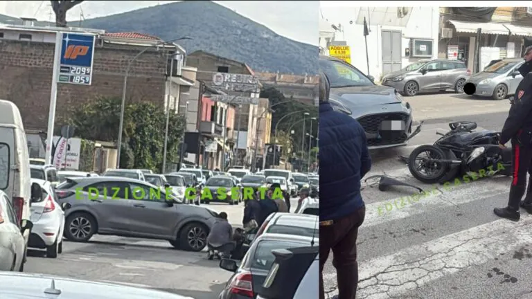 Auto fa inversione e centra moto sulla Nazionale, centauro resta a terra