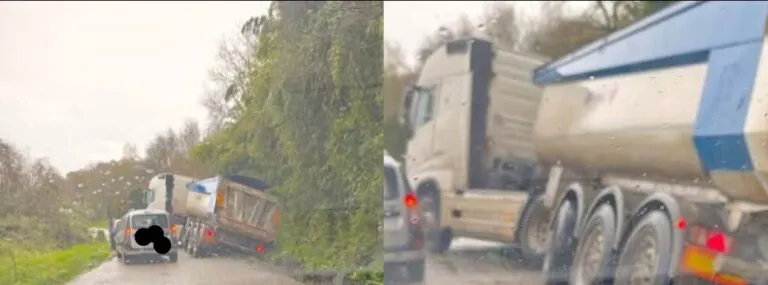 Camion sbanda e finisce nel fossato, disagi al traffico sulla Statale