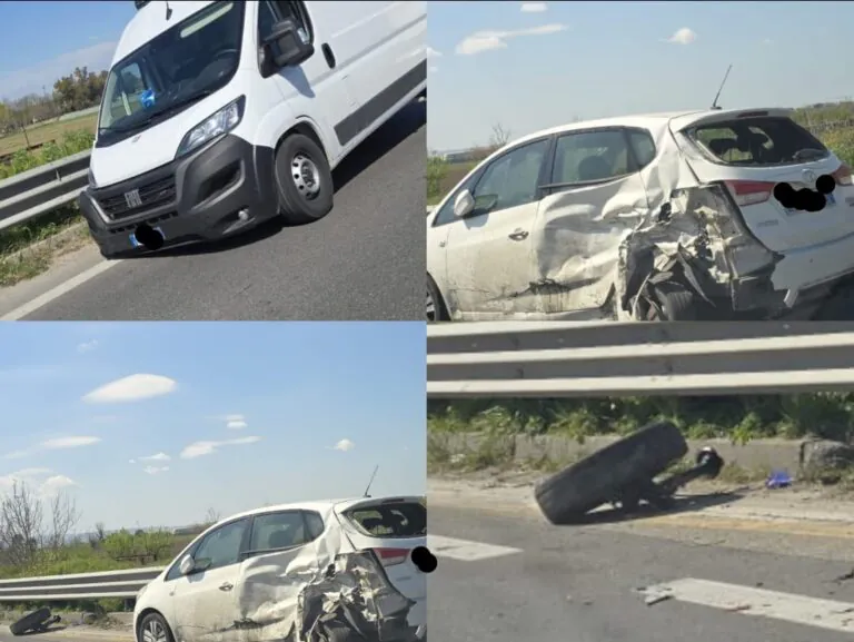 Violento scontro tra furgone e auto, paura sulla Statale