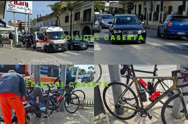 Ciclista dopo contatto finisce contro lunotto di un’Audi: arriva ambulanza