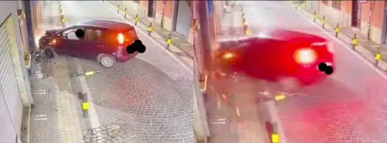 Sbanda e si schianta contro muro, paura per il conducente