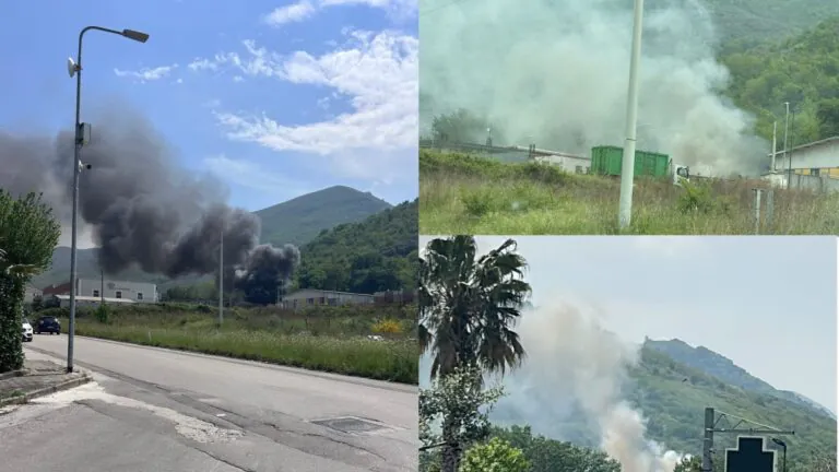 Fiamme nella zona industriale: nube di fumo avvolge il territorio
