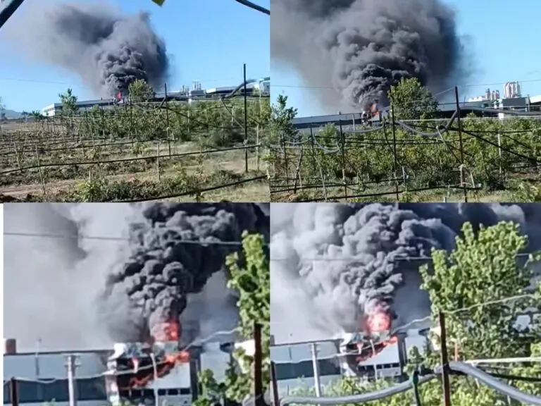 Industria a fuoco al confine tra 2 comuni, nube di fumo invade l’area