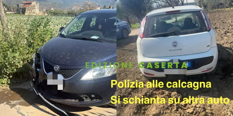 Inseguimento choc: non si ferma all’alt e si schianta su altra auto. Preso dopo fuga a piedi