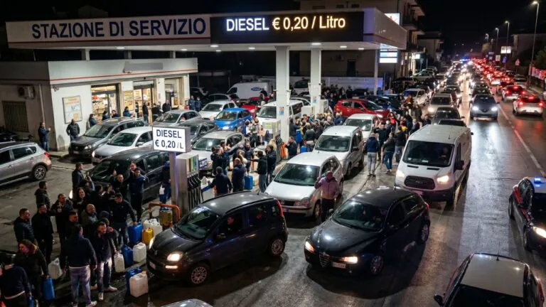 Diesel a 20 centesimi al litro per errore, al distributore si è scatenato il caos