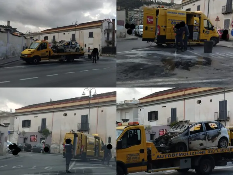 Auto in fiamme all’incrocio, paura tra i passanti