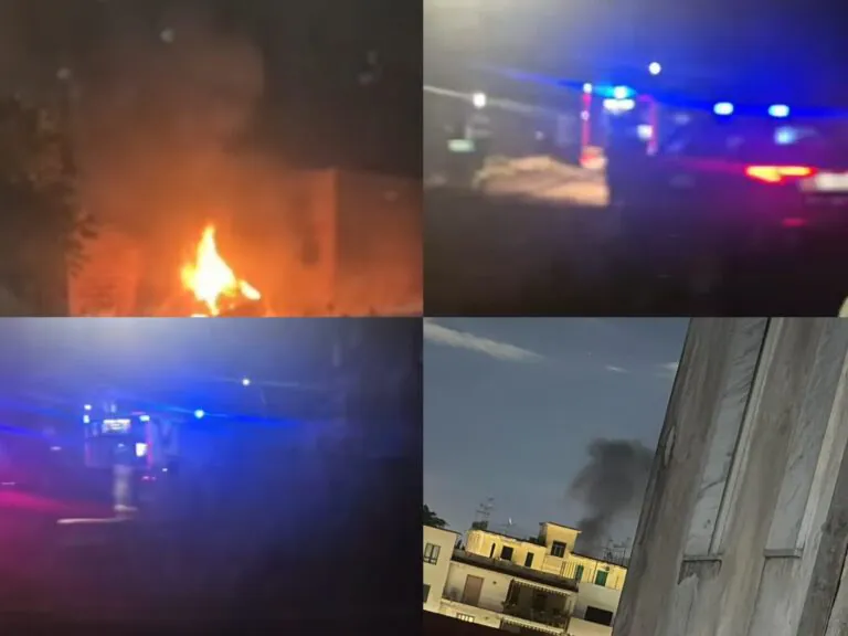 Doppio rogo nei pressi del campo rom, pompieri e carabinieri sul posto