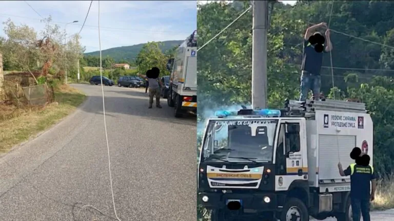 Cavo elettrico si spezza e finisce sulla Provinciale, interviene la Protezione Civile