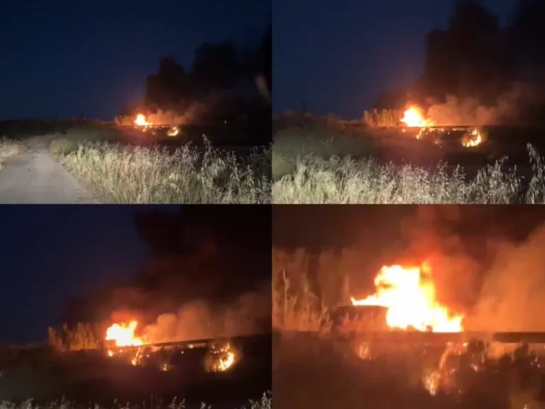 Auto a fuoco in strada, Protezione Civile in azione