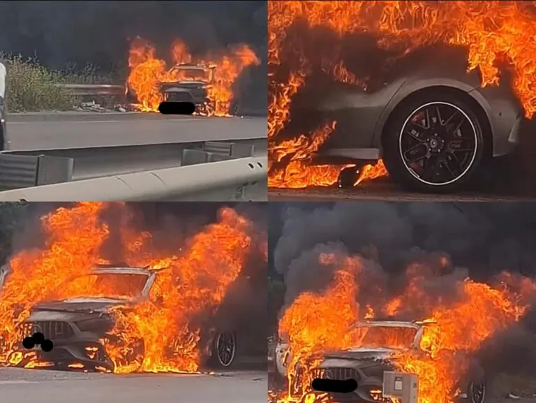 Auto avvolta dalle fiamme, paura e disagi sull’Asse Mediano