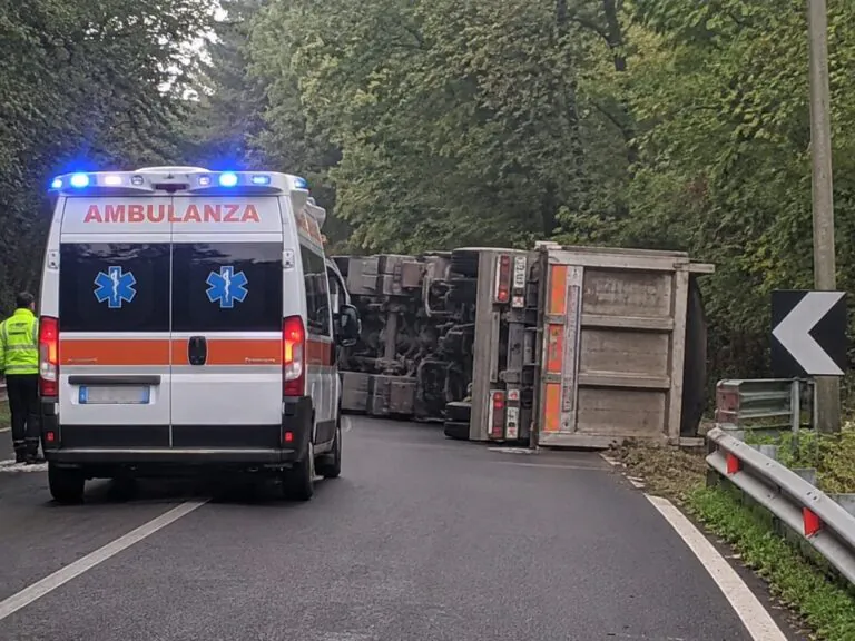Camion sbanda e si ribalta: 2 i feriti