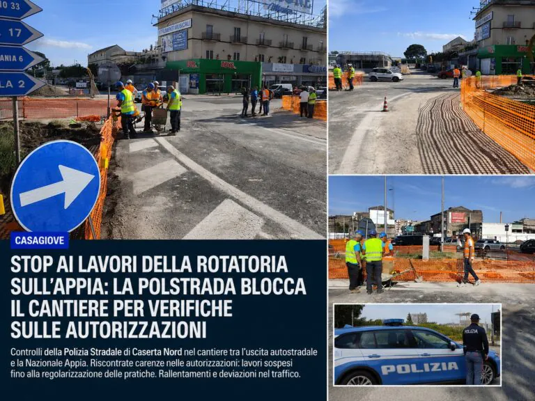 Verifiche su autorizzazioni, stop della polizia ai lavori della rotatoria del nuovo centro commerciale