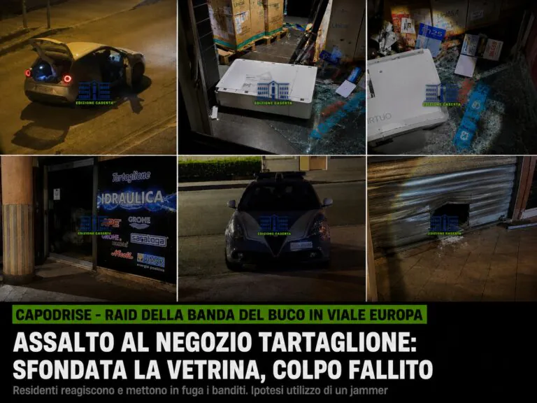 Tagliano la saracinesca e sfondano la vetrina di Tartaglione: residenti contro i banditi, colpo fallito