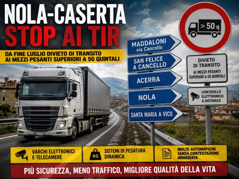 Via Cancello, stretta ai Tir: territorio verso lo stop definitivo al traffico pesante