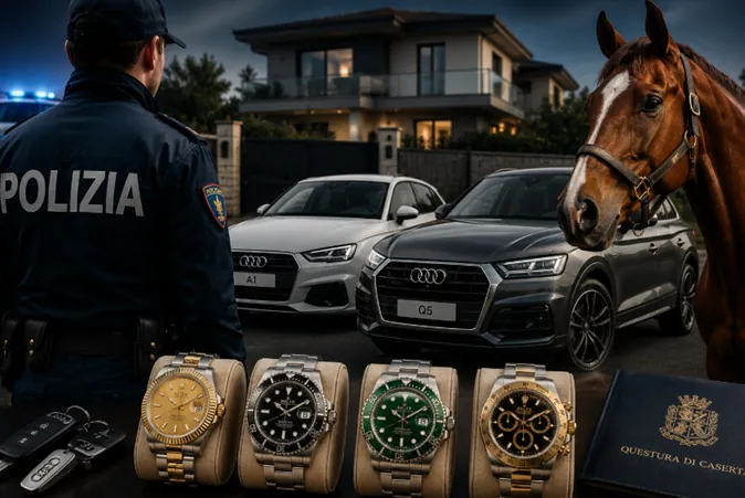 Poliziotto nei guai per soffiate: colleghi gli sequestrano 2 Audi, 4 Rolex e un cavallo