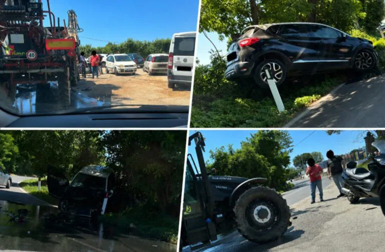 Carambola choc tra trattore, auto e scooter: paura in periferia