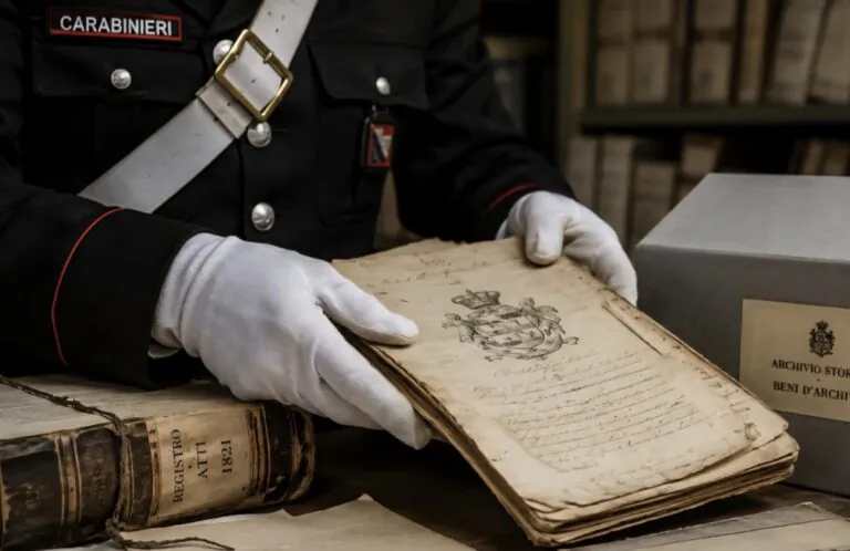 Carabinieri restituiscono beni d’archivio sottratti al Comune
