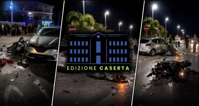Incidente choc nella frazione per commerciante, auto contro moto. Foto e ultime