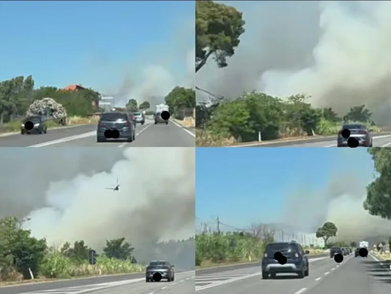 Incendio nei pressi della Statale, nube di fumo invade la carreggiata