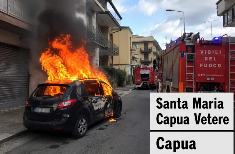 Auto in fiamme all’improvviso, paura in strada