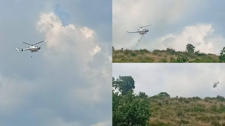 Montagna in fiamme, in azione pompieri e elicottero della Regione