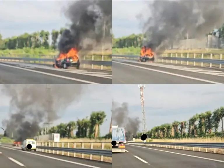 Auto in fiamme all’improvviso, paura sull’A1