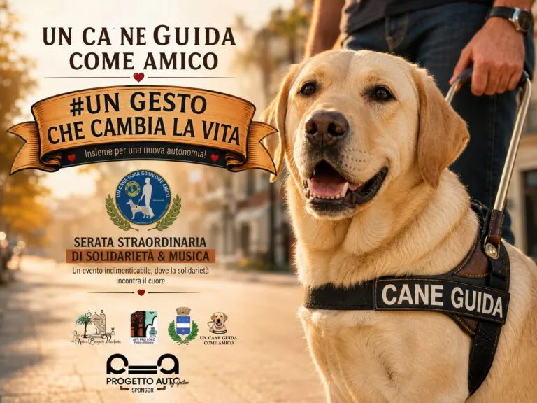 Serata di solidarietà tra musica e spettacolo per donare un cane guida: “Un gesto che cambia la vita”
