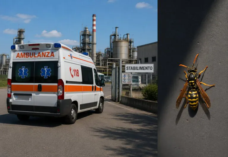 Paura in uno stabilimento: operaio in shock anafilattico dopo punture di vespe