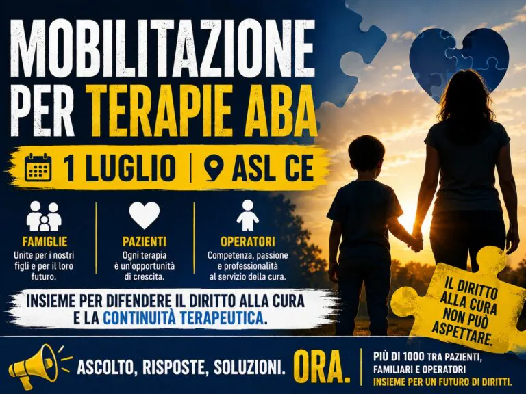 Autismo: il diritto alla terapia non è negoziabile, scatta la mobilitazione