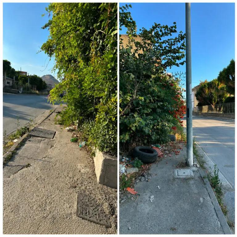 Marciapiedi impraticabili in via Cancello: residenti costretti a camminare sulla carreggiata